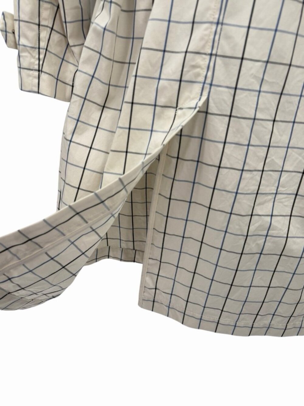LAUREN RALPH LAUREN Women's Ivory Blue Plaid Double Breasted Belted Trench Coat - Picture 4 of 7